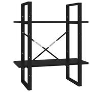 vidaXL 2-Tier Book Cabinet Black Engineered Wood Organiser Storage Bookcase