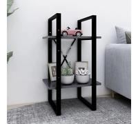 vidaXL 2-Tier Book Cabinet Grey Engineered Wood Organiser Storage Bookcase