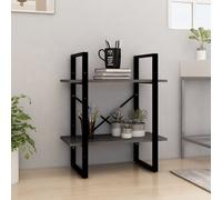 vidaXL 2-Tier Book Cabinet Grey 60x30x70 cm Solid Pine Wood