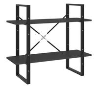 vidaXL 2-Tier Book Cabinet Grey Engineered Wood Home Storage Rack Bookcase
