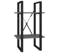 vidaXL 2-Tier Book Cabinet Grey Engineered Wood Organiser Storage Bookcase
