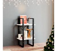 vidaXL Solid Pine Wood 2-Tier Book Cabinet White Office Storage Rack Bookcase