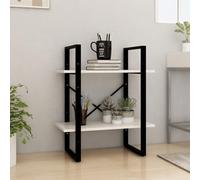 vidaXL Solid Pine Wood 2-Tier Book Cabinet White Office Storage Rack Bookcase