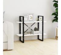 vidaXL 2-Tier Book Cabinet White Engineered Wood Home Storage Rack Bookcase