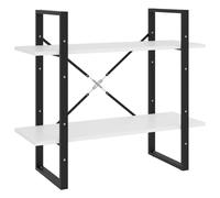 vidaXL 2-Tier Book Cabinet White Engineered Wood Home Storage Rack Bookcase