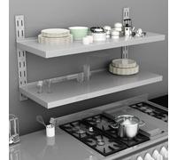 vidaXL 2-Tier Floating Wall Shelf Stainless Steel 120cm Hanging Display Unit