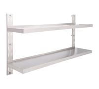 vidaXL 2-Tier Floating Wall Shelf Stainless Steel 150cm Hanging Display Unit