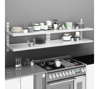 vidaXL 2x 2-Tier Floating Wall Shelves Stainless Steel Storage Display Shelf