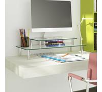 vidaXL 2-Tier Monitor Stand Transparent Glass