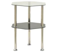 Vidaxl 2-Tier Side Table Transparent & Black 38X38X50Cm Tempered Glass Side Tables