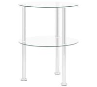vidaXL 2-Tier Side Table Transparent Tempered Glass Home Accent Couch Table