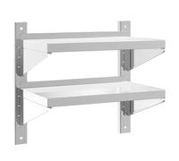 vidaXL 2-Tier Wall Shelf 50x30x48 cm Silver Stainless Steel