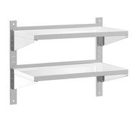 vidaXL 2-Tier Wall Shelf 75x40x60 cm Silver Stainless Steel