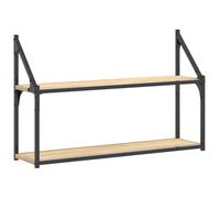 vidaXL 2-Tier Wall Shelf, Floating Shelf for Living Room Bathroom, Wall Rack for Displaying, Wall Cabinet, Modern Style, Sonoma Oak Engineered Wood