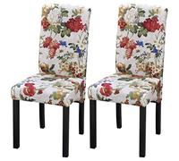 vidaXL 2 x Wooden Dining Chairs Floral Design Dining Chair Kitchen