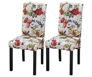 vidaXL 2 x Wooden Dining Chairs Floral Design Dining Chair Kitchen
