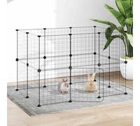 Vidaxl 20-Panel Pet Cage With Door Black 105X70X70 Cm Steel
