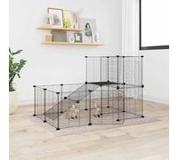 vidaXL 20-Panel Pet Cage with Door Black 35x35 cm Steel