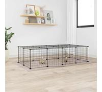 vidaXL 20-Panel Pet Cage with Door Black 35x35 cm Steel