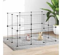 vidaXL 20-Panel Pet Cage with Door Black 35x35 cm Steel