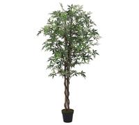 vidaXL 200 cm Green Artificial Maple Tree with Textile Fibre Leaves and Wooden Trunks - Easy Assembly - Ideal for Indoor and Outdoor Decoration