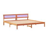 vidaXL 200 cm Waxed Solid Wood Platform Bed with Multicoloured LEDs. No need for boxspring, USB connector included, and easy to assemble. Perfect for a modern and clean style