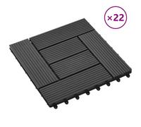 Decking Tiles Black WPC 30x30 cm Interlocking 11pcs Cover 1sqm Quick Set