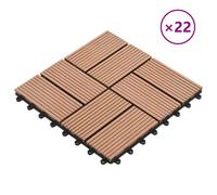 Decking Tiles Brown WPC 30x30 cm 22pcs Interlocking Patio Flooring 2sqm Easy-fit