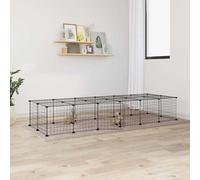 vidaXL 28-Panel Pet Cage with Door Black 35x35 cm Steel