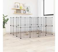 vidaXL 28-Panel Pet Cage with Door Black 35x35 cm Steel