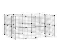vidaXL 28-Panel Pet Cage with Door - Black Powder-Coated Steel Material - DIY Assembly - 35x35cm Panels - Spacious Interior