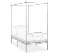 vidaXL Canopy Bed Frame White Metal 90x200cm Single Base Bedroom Furniture