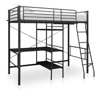 vidaXL Bunk Bed with Table Frame Black Metal 90x200cm Loft Beds Twin Sleeper