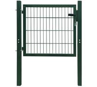 vidaXL 2D Single Fence Gate - Green - Contemporary Steel Design - 106 x 130 cm | Heavy-Duty Lock System, 2 Keys Included | Easy Installation with Sturdy Hinges | Ideal for Garden, Patio, Terrace