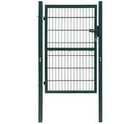 vidaXL 2D Metal Garden Fence Gate Yard Wire Mesh Single Door Green with Lock