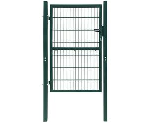 vidaXL 2D Metal Garden Fence Gate Yard Wire Mesh Single Door Green with Lock