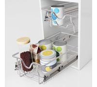vidaXL 2pc Pull-Out Wire Baskets | Sliding Kitchen Storage Baskets