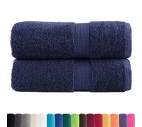 vidaXL - 2pcs 100% Cotton Guest Towels Navy Blue 30x50cm 600gsm - Absorbent & OEKO-TEX Certified Bath Towels with Hanging Loop - Machine Washable for Bathroom, Gym, Kitchen, Workout