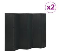 vidaXL 2x 6-Panel Room Dividers Black Steel Privacy Screen Room Partition
