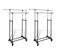 vidaXL 2x Adjustable Clothes Rack 2 Hanging Rails Garment Holder Coat Storage vi