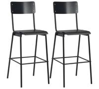 vidaXL Bar Chairs 2 pcs Black Solid Plywood Steel UK HOT