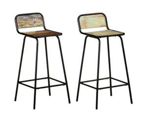 vidaXL 2x Bar Chairs Solid Reclaimed Wood Counter Stool Dining Room Kitchen