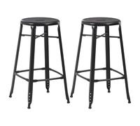vidaXL 2x Bar Stools Black Steel Industrial Home Kitchen Dining Dinner Chair