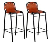 vidaXL 2x Bar Stools Genuine Leather Kitchen Counter Seat Chair Furniture vidaXL