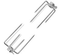 vidaXL 2x BBQ Rotisserie Spit Forks Steel Roast Barbeque Rods Accessory Tool