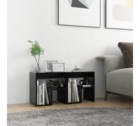 vidaXL 2x Bed Cabinets Black Chipboard Bedside Cabinet Side Table Nightstands