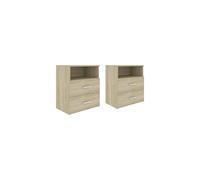 vidaXL 2x Bed Cabinets Modern Home Indoor Bedroom Furniture Accessories Bedside Side Storage Space Cabinet Side Tables Nightstand Sonoma Oak