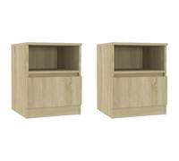 vidaXL 2x Bed Cabinets Nightstand Drawer Storage End Bedside Tables Telephone St