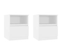vidaXL 2x Bed Cabinets Nightstand Drawer Storage End Bedside Tables Telephone St