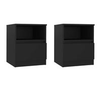 vidaXL 2x Bed Cabinets Nightstand Drawer Storage End Bedside Tables Telephone St